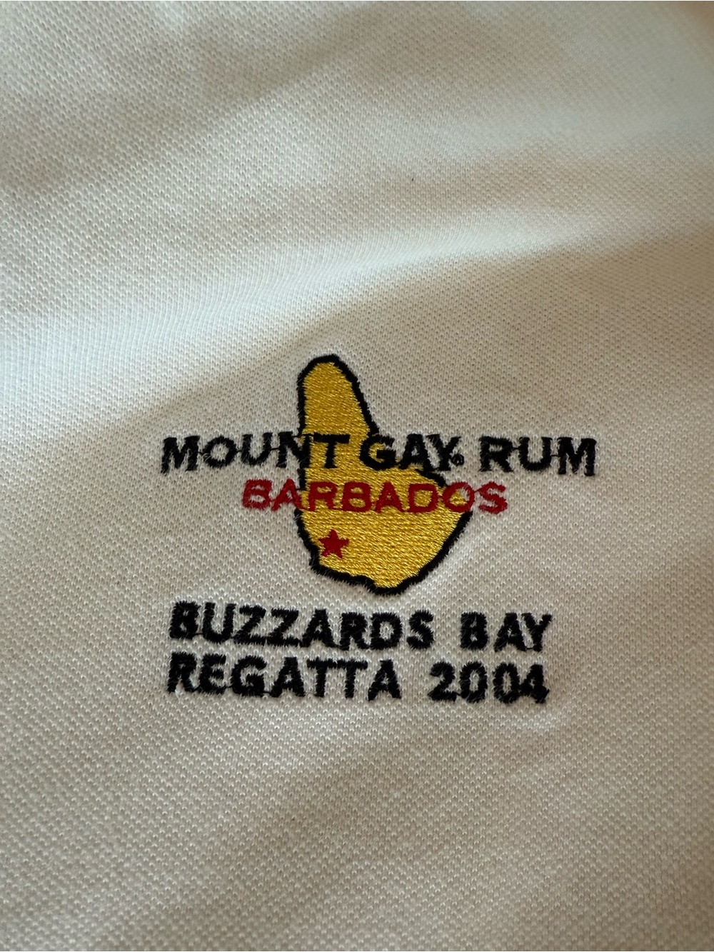 Vintage Sailing Regatta Shirt Mount Gay Rum Barbados Embroidered Logo Polo